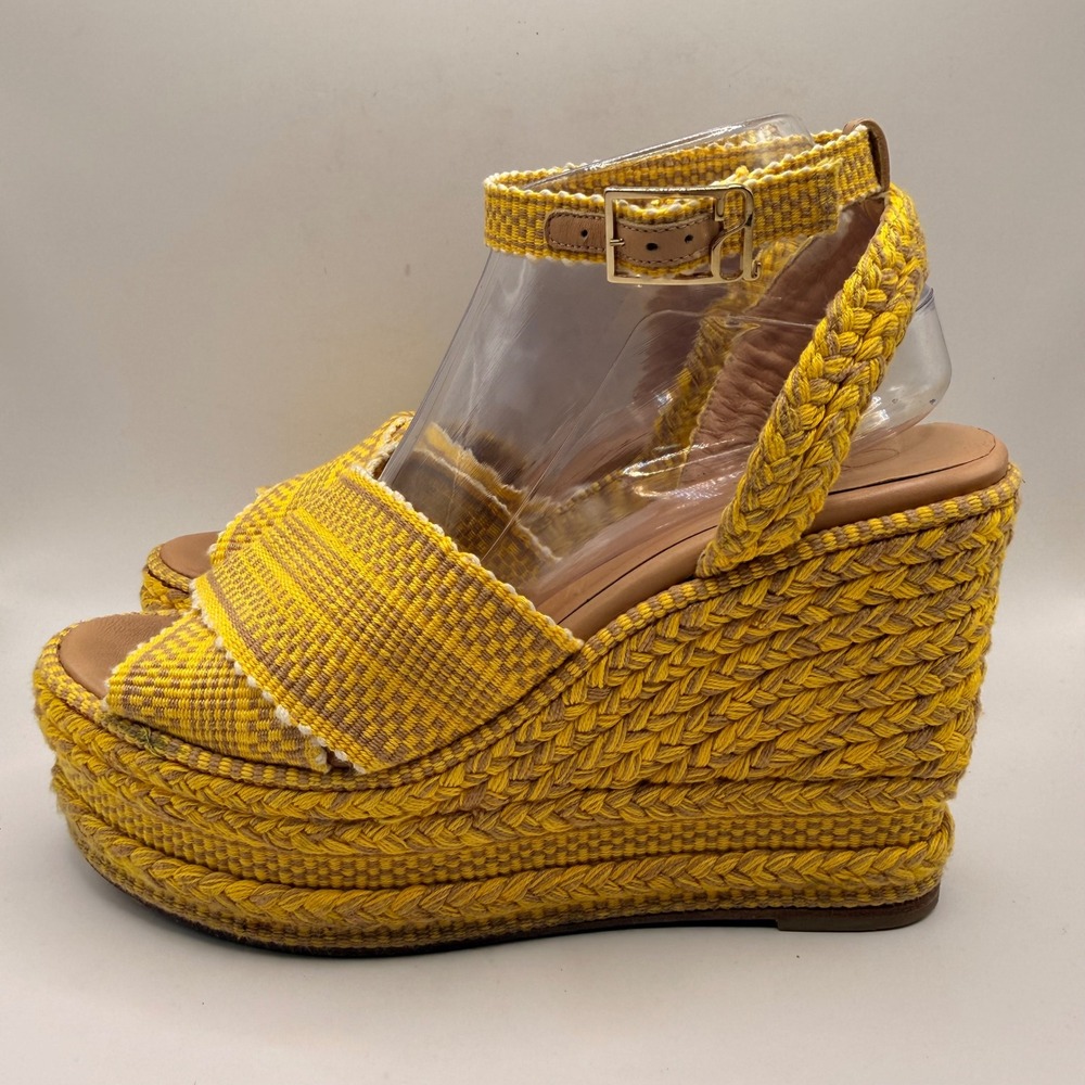 Antolina Paris Yellow Woven Braided Platform Wedge Sandals Made Spain Size 41